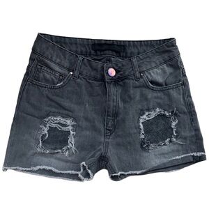 Just Female Charcoal Distressed Denim Shorts, 26